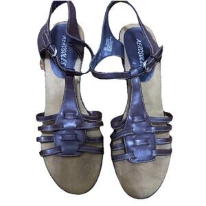 AEROSOLS Woman’s Chocolate Brown Ankle Strap Sandals Strappy High Heel Size 8